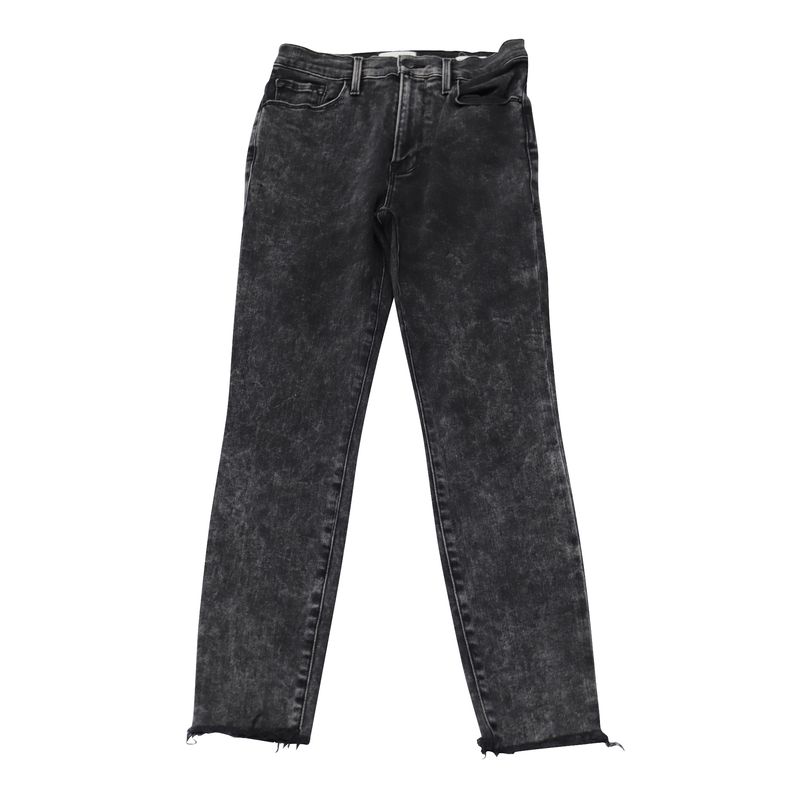 Frame Le High Straight High-Rise Jeans In Black Cotton